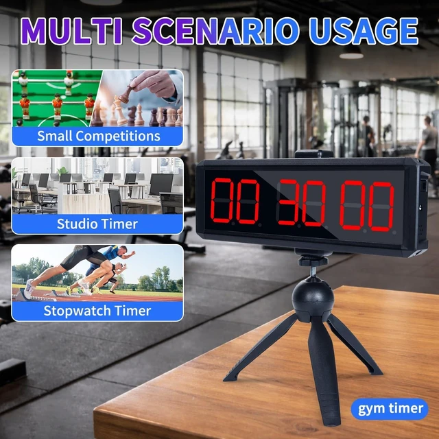 Alt view image 7 of 7 - Large Stopwatch with Start/Stop ButtonLED Digital Timer with Stand360° Press ButtonStopwatch for Obstacle CourseFitness Clock for Home GymInterval Timer for Exercise (1.5 red)