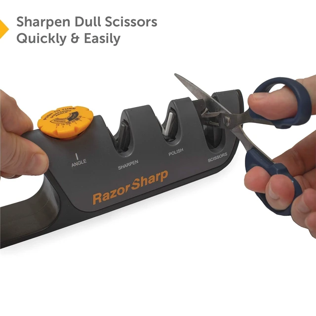Alt view image 11 of 14 - Knife & Scissor Sharpener | Adjustable 14-24 Degree Angle Guide | Diamond-Coated Ceramic Whetstones, Works for Kitchen Knives & Professional Chefs, Sturdy Grip & Non-Slip Rubber for Safety