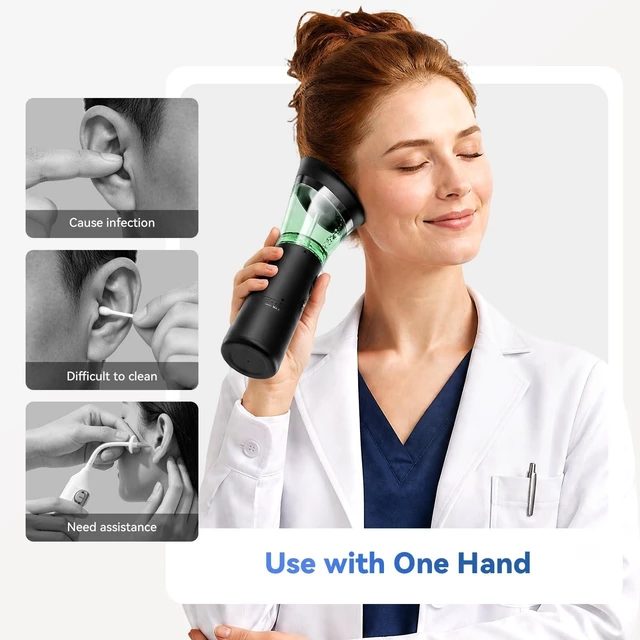 Alt view image 9 of 14 - Ear Wax Removal Kit with Temperature Sensor, 4 Pressure Modes | Safe & Gentle Ear Cleaner with 2-IN-1 Water Tank, One-Hand Electric Operation, IPX7 Waterproof & Easy to Maintain, Home Use