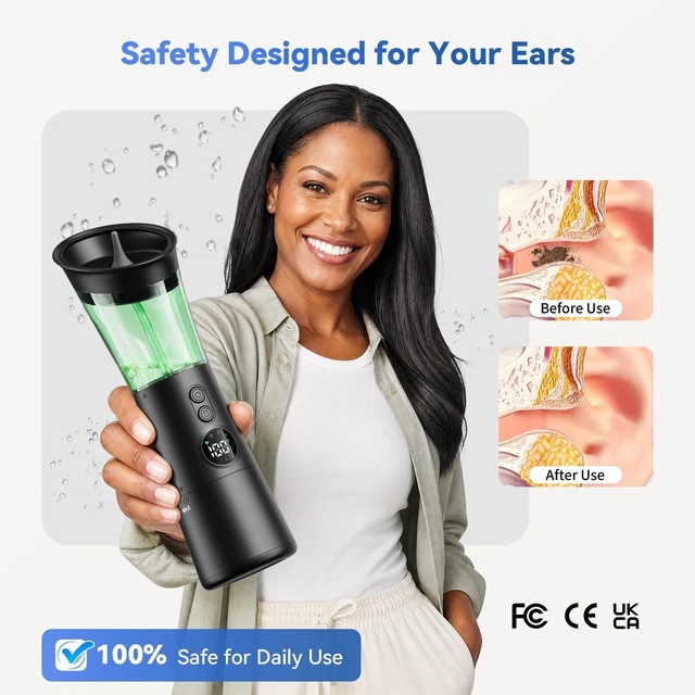 Alt view image 10 of 14 - Ear Wax Removal Kit with Temperature Sensor, 4 Pressure Modes | Safe & Gentle Ear Cleaner with 2-IN-1 Water Tank, One-Hand Electric Operation, IPX7 Waterproof & Easy to Maintain, Home Use