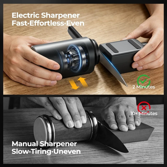 Alt view image 10 of 14 - Electric Rolling Knife Sharpener, Diamond Rolling Knife Sharpener for Quick Restoring & Polishing, Adjustable Angles from 10°25°, Built-in 3000mAh Battery, Suitable for Kinds of Knives