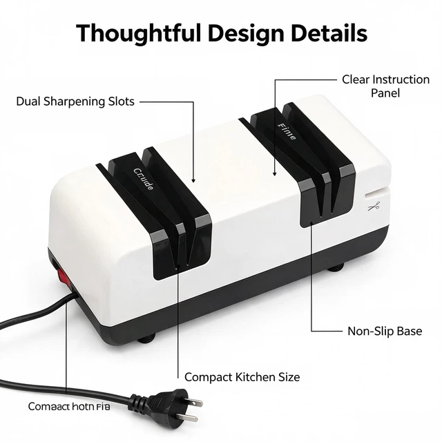 Alt view image 14 of 14 - Electric Knife Sharpener, 15° Guide Non-Slip Base for Sharpen & Polish | Non-Slip Base, Fast & Portable Stainless Steel Grinding Tool