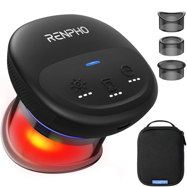 Alt view image 8 of 14 - Emberace Cup Cupping Massager with 850nm Infrared Heating, 1-Pack | Rechargeable Cupping Set, 3 Suction Levels, 3/5/8-Min Timer, 3 Heads, Storage Pouch, for Athlete, Office Tension Relief