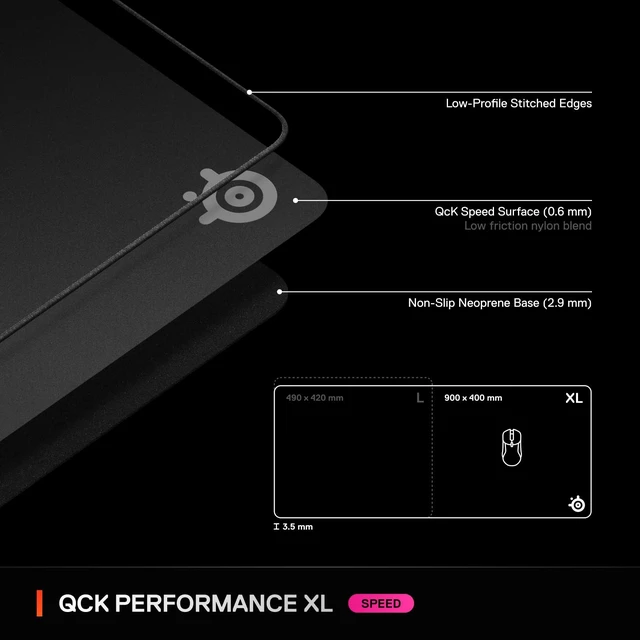 Alt view image 14 of 14 - QcK XL Performance Speed Gaming Mousepad Extra Density for a Smooth Glide Low-Profile Edge Stitching Non-Slip Neoprene Rubber Base 15.75 x 34.43 inch FPS, MOBAs, RTS, MMO