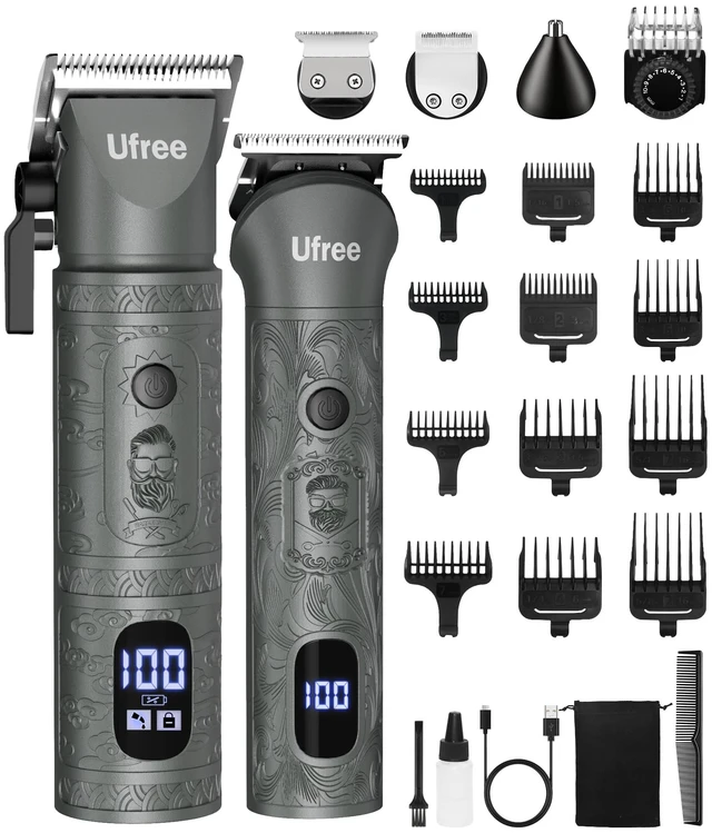 Alt view image 8 of 14 - Hair Clippers for Men, Cordless Beard Trimmer, Grooming Kit, Gray | T-Blade, 6500RPM, 1-22mm Adjustable Comb, Type-C, 180min Runtime, for Beard, Stubble, Nose and Crisp Edges, Men Gift