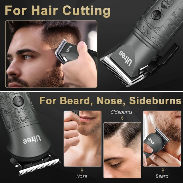 Alt view image 9 of 14 - Hair Clippers for Men, Cordless Beard Trimmer, Grooming Kit, Gray | T-Blade, 6500RPM, 1-22mm Adjustable Comb, Type-C, 180min Runtime, for Beard, Stubble, Nose and Crisp Edges, Men Gift