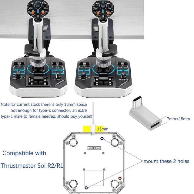 Alt view image 5 of 6 - 2 Set Hotas Desk Mount for Flight Simulator Controls - Compatible with Thrustmaster Sol R2/R1, Hotas 4/X/One/Stick X/T-16000M Flight Throttle and Joystick Hotas Flight Sim Controller Holder