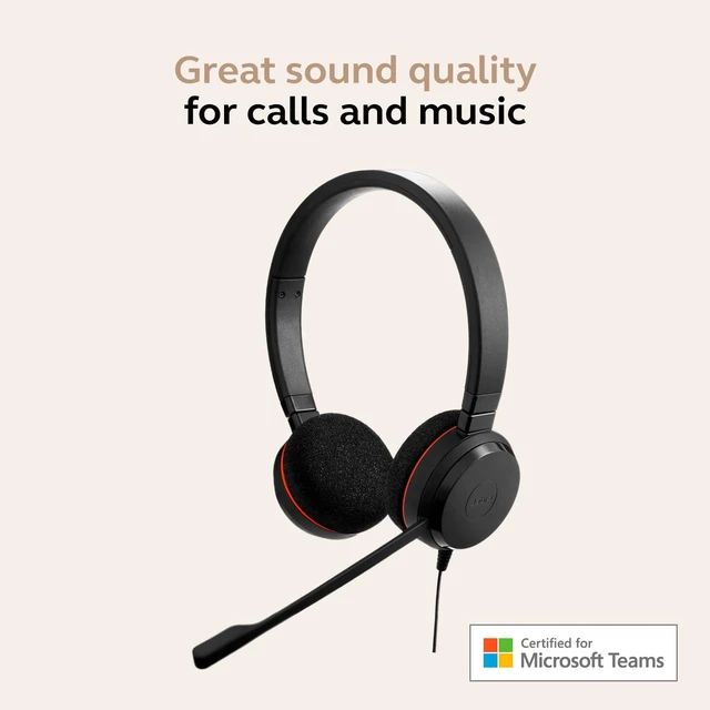 Alt view image 3 of 6 - Evolve 20 Wired Headset (2025 Edition) with USB-A/USB-C, Black | Dual-Ear Design for Office and Home, In-Line Call Controls, Certified for Microsoft Teams, Comfortable Fit for All-Day Use