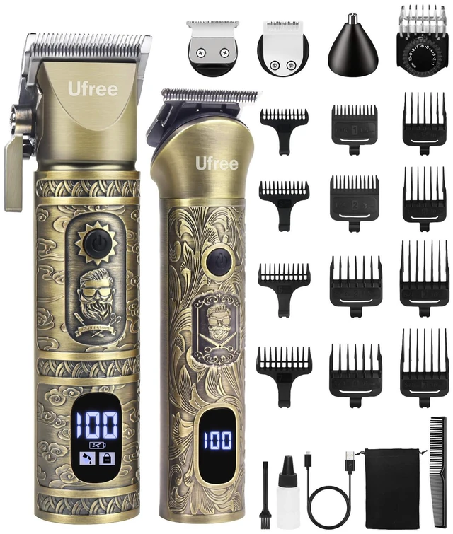 Alt view image 8 of 14 - Hair Clippers for Men, Cordless Beard Trimmer, Grooming Kit, Bronze | T-Blade, 6500RPM, 1-22mm Adjustable Comb, Type-C, 180min Runtime, for Beard, Stubble, Nose and Crisp Edges, Men Gift