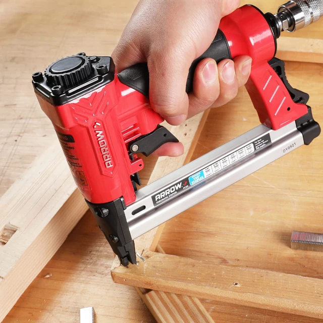 Alt view image 11 of 14 - Pneumatic Staple Gun, Air Stapler with 3750 Pieces T50 Staples | Oil-Free Upholstery Stapler with T50 1/4", 3/8", 1/2" Staples, Adjustable Exhaust, for Woodworking, Professional, DIY, PT50
