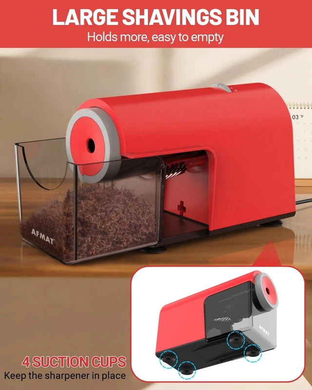 Alt view image 14 of 14 - Electric Pencil Sharpener, Fully Automatic Pencil Sharpener for 6.5-10.5mm No.2/Jumbo/Colored Pencils, Auto in & Out, 5 Sharpness Modes, 10000+ Sharpenings for Classroom Home Office, PSC5(120V)