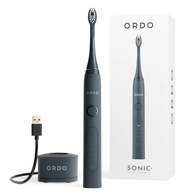 Alt view image 6 of 10 - Sonic+ Electric Toothbrush for Adults, 4 Modes, Charcoal Grey | Rechargeable sonic electric toothbrush, 4+ weeks battery life, USB charger, teeth whitening, plaque removal