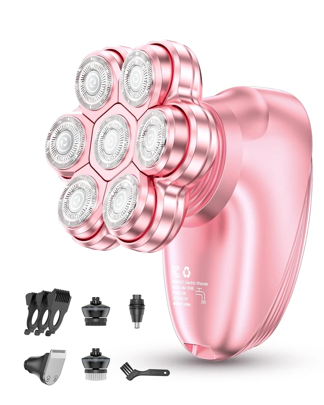 Alt view image 8 of 14 - 5-in-1 Electric Razors for Women, 7D Magnetic Heads Full Body Shaver, Waterproof Wet Dry Hair Remover with LED Display, Rechargeable Bikini Trimmer for Underarms, Face, Legs, Lips, Arms (Pink)