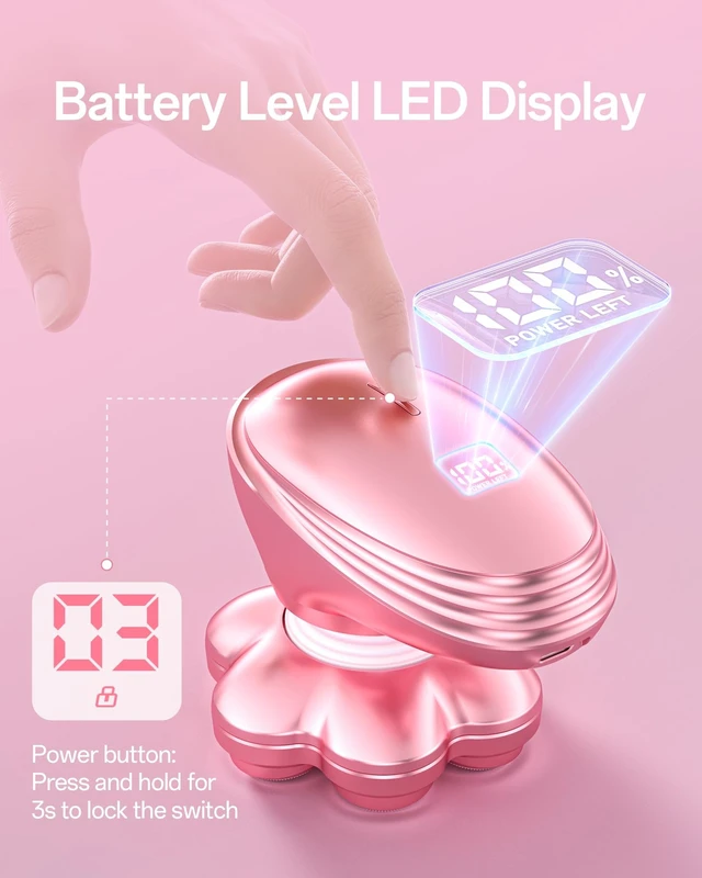 Alt view image 13 of 14 - 5-in-1 Electric Razors for Women, 7D Magnetic Heads Full Body Shaver, Waterproof Wet Dry Hair Remover with LED Display, Rechargeable Bikini Trimmer for Underarms, Face, Legs, Lips, Arms (Pink)