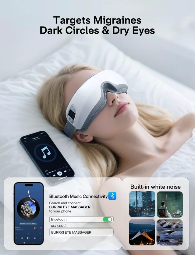 Alt view image 13 of 14 - Eye Massager with Heat and Cooling, Heated Massage Eye Mask | Eye Compression Massager Reduces Migraines, Dry Eyes, Headache Relief, Birthday Gifts for Women Men Mom Dad, FSA Eligible HSA