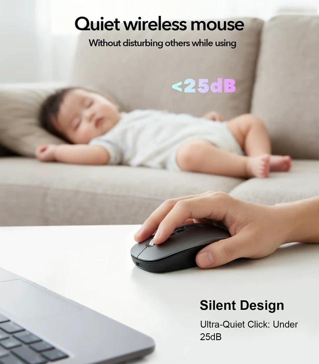 Alt view image 11 of 14 - AI Wireless Mouse with Voice-to-Text & 200+ Language Translator, Bluetooth 5.0 Wireless Silent Mouse for MacBook/PC/Laptop,USB-C Rechargeable, Smart AI Writing for Office & Meetings