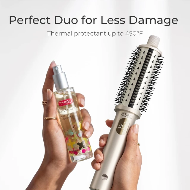 Alt view image 14 of 14 - STYLUX PRO Thermal Brush Curling Brush, 1.5 Inch Heated Round Brush | 10Mins Blowout, Hair Straightener and Curler 2 in 1, 800M Negative Ion for Smoother, LCD Display, 5 Temp, Dual Voltage, Gold