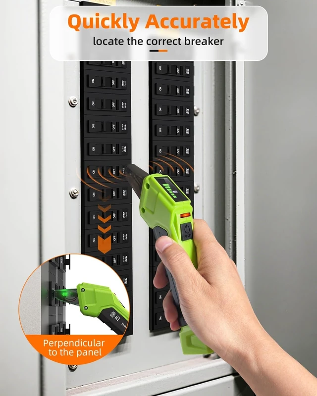 Alt view image 10 of 14 - Circuit Breaker Finder Tool with Outlet Tester, Quickly GFCI, Voltage, Electric Tester with Dual LCD Display, Light Socket and 3-2 Prong Grounding Adapter, Alligator Clip Adapter (Green)
