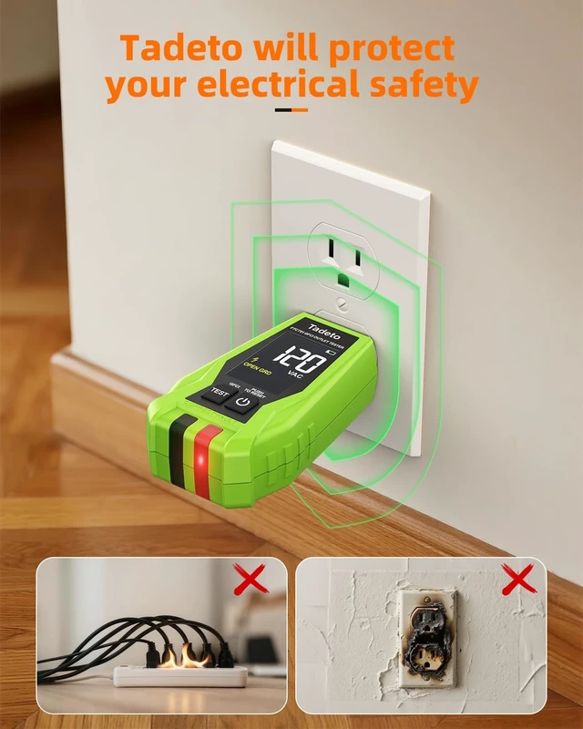 Alt view image 14 of 14 - Circuit Breaker Finder Tool with Outlet Tester, Quickly GFCI, Voltage, Electric Tester with Dual LCD Display, Light Socket and 3-2 Prong Grounding Adapter, Alligator Clip Adapter (Green)
