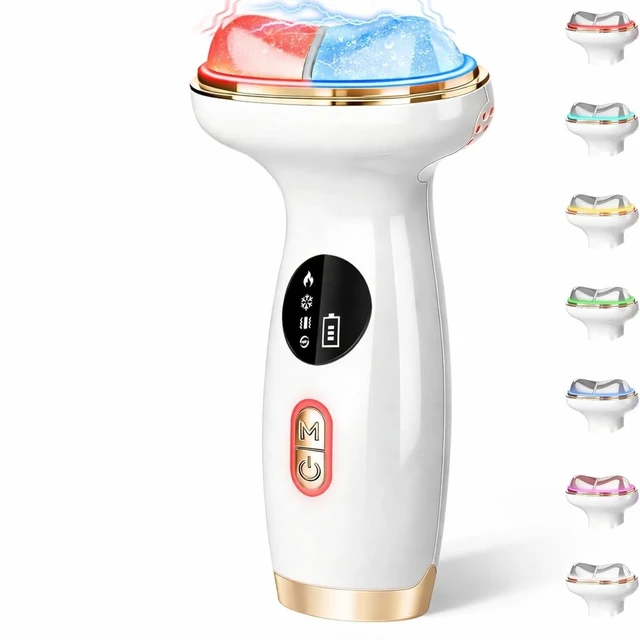 Alt view image 8 of 14 - Upgraded Hot & Cold Dual Mode Face and Neck Beauty Massager, 7 in 1 LED Facial Sculptor, 7 Modes -Micro - Vibration - 7 Light -Heating -Ice Compress for Home Skin Care, Face Lift Device
