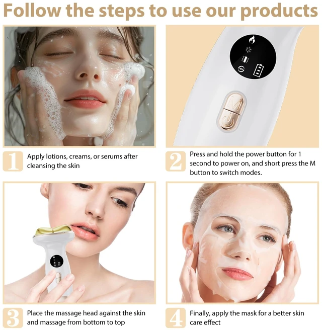 Alt view image 13 of 14 - Upgraded Hot & Cold Dual Mode Face and Neck Beauty Massager, 7 in 1 LED Facial Sculptor, 7 Modes -Micro - Vibration - 7 Light -Heating -Ice Compress for Home Skin Care, Face Lift Device