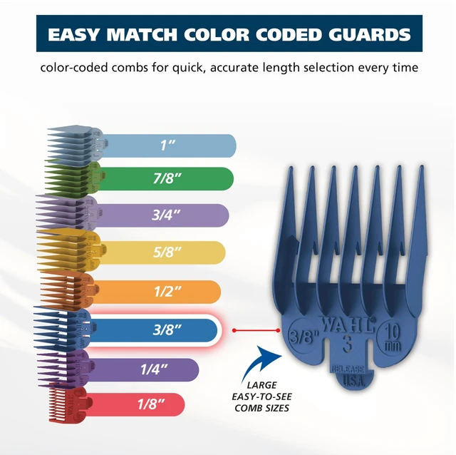 Alt view image 10 of 14 - Color Pro Cordless Rechargeable Hair Clipper & Trimmer, Color Guards | Cordless At-Home Haircuts For Men, Women & Children With Easy Match Color Coded Guide Combs Model 9649P