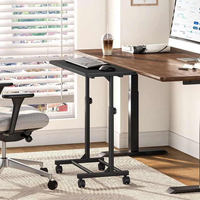 Alt view image 13 of 14 - Mobile Keyboard Tray with Mouse Pad, Adjustable Keyboard Stand | 5-Level Height Adjustment 21.6"-31.1", Keyboard Rolling Under-Desk Extender with Lockable Casters for Home Office