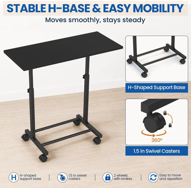 Alt view image 14 of 14 - Mobile Keyboard Tray with Mouse Pad, Adjustable Keyboard Stand | 5-Level Height Adjustment 21.6"-31.1", Keyboard Rolling Under-Desk Extender with Lockable Casters for Home Office