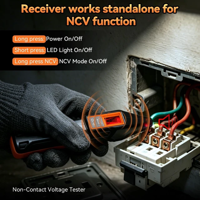 Alt view image 11 of 14 - Circuit Breaker Finder with GFCI Outlet Tester | LCD Display & Flashlight,NCV Non-Contact Voltage Test, Electrical Tester, Adapters and Storage Case