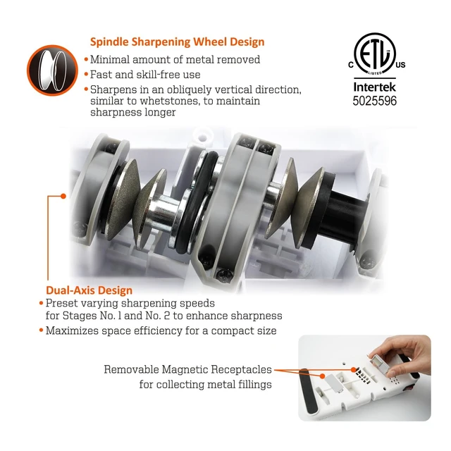 Alt view image 9 of 12 - 198H Electric Knife Sharpener 3 Stage with Diamond Wheels | Suit for Double-Beveled Straight Edge Knives, Quick Razor-Sharp Results, Low Noise
