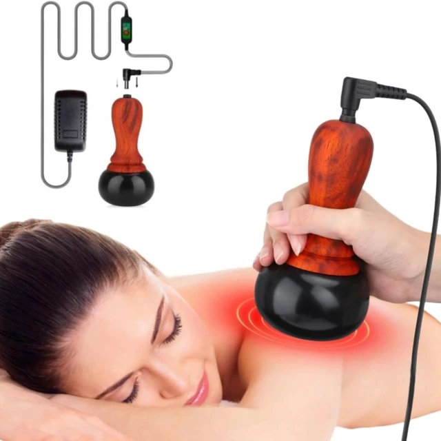 Alt view image 8 of 14 - Hot Stones for Massage, Electric Body Massager with Temperature Control, Natural Bian Stone Gua Sha Scraping Massager for Home SPA Relaxation Treatment Pain Relief