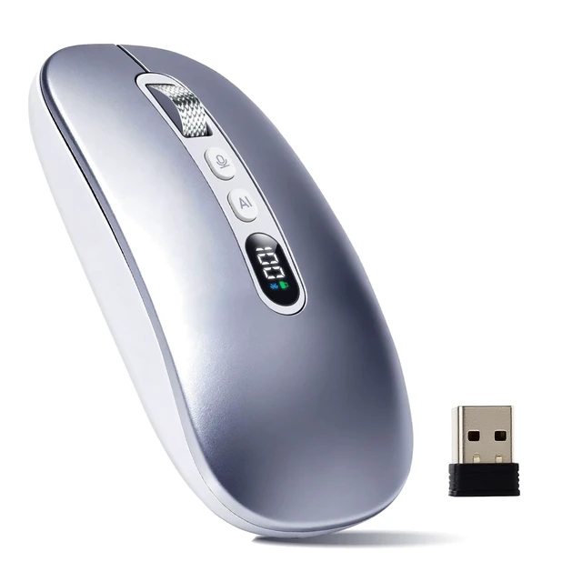 Alt view image 8 of 14 - AI Wireless Mouse with Voice-to-Text & 200+ Language Translator, Bluetooth 5.0 Wireless Silent Mouse for MacBook/PC/Laptop,USB-C Rechargeable, Smart AI Writing for Office & Meetings-Silver