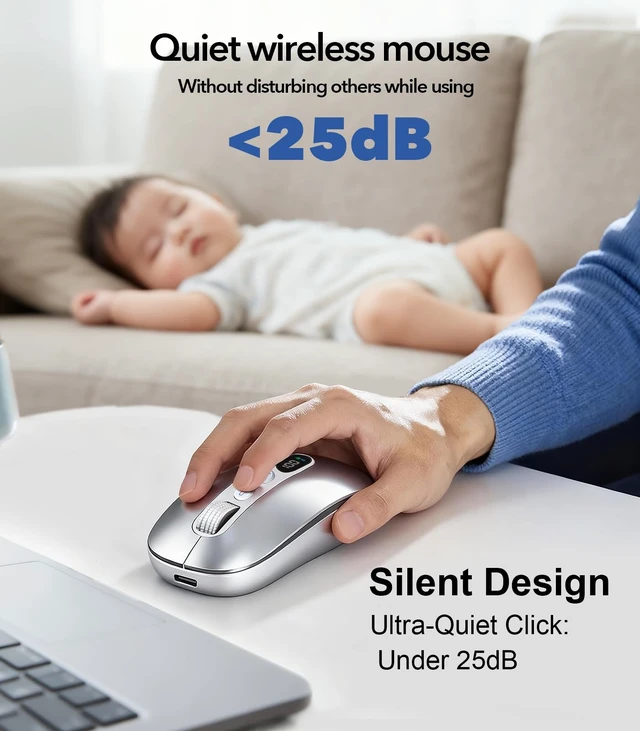 Alt view image 11 of 14 - AI Wireless Mouse with Voice-to-Text & 200+ Language Translator, Bluetooth 5.0 Wireless Silent Mouse for MacBook/PC/Laptop,USB-C Rechargeable, Smart AI Writing for Office & Meetings-Silver