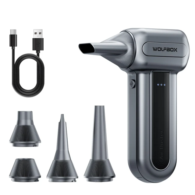 Alt view image 8 of 14 - MF70 Compressed Air Duster, 3-Speed Adjustable, Electric, Cordless | Extended Runtime, Electric, 3-Speed, Cordless, Fast Charging, PC Keyboard Cleaning, Car, Home, Gray, 0.5 lb Lightweight