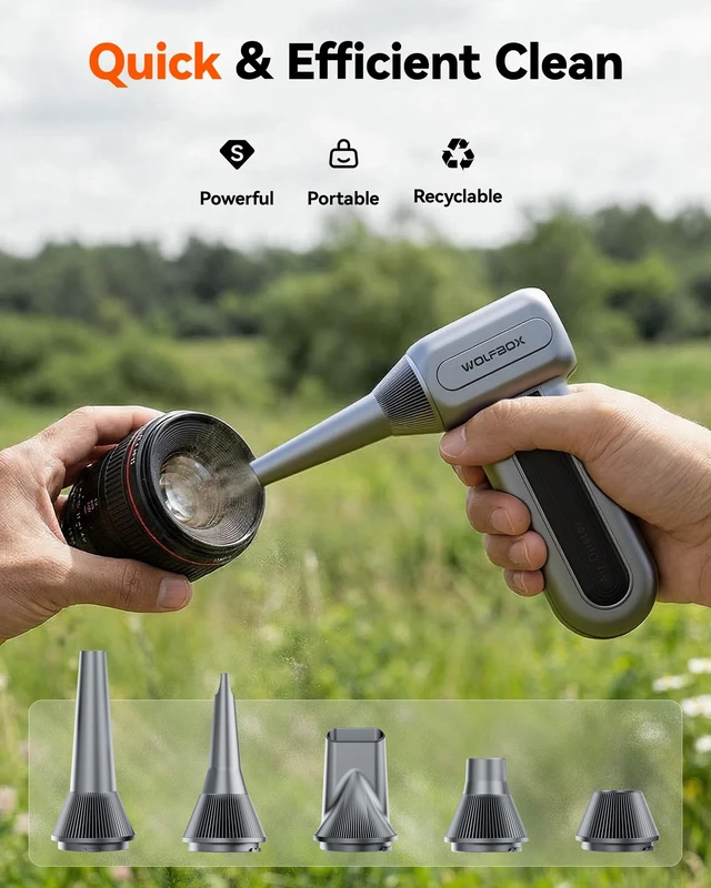 Alt view image 11 of 14 - MF70 Compressed Air Duster, 3-Speed Adjustable, Electric, Cordless | Extended Runtime, Electric, 3-Speed, Cordless, Fast Charging, PC Keyboard Cleaning, Car, Home, Gray, 0.5 lb Lightweight