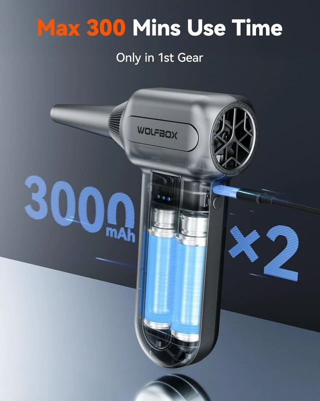 Alt view image 12 of 14 - MF70 Compressed Air Duster, 3-Speed Adjustable, Electric, Cordless | Extended Runtime, Electric, 3-Speed, Cordless, Fast Charging, PC Keyboard Cleaning, Car, Home, Gray, 0.5 lb Lightweight