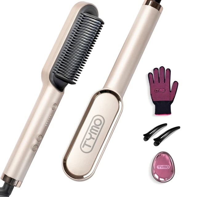 Alt view image 8 of 14 - Hair Straightener Brush, Hot Comb Hair Straighteners for Women | Hair Straightener Comb, Straightening Brush with 5 Heat Settings, 20s Fast Heating & Dual Voltage, Gold