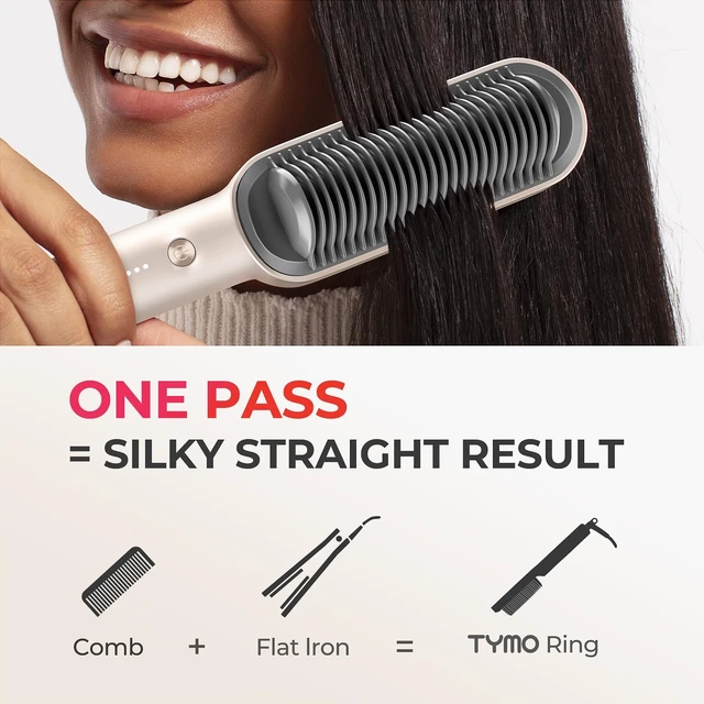 Alt view image 13 of 14 - Hair Straightener Brush, Hot Comb Hair Straighteners for Women | Hair Straightener Comb, Straightening Brush with 5 Heat Settings, 20s Fast Heating & Dual Voltage, Gold