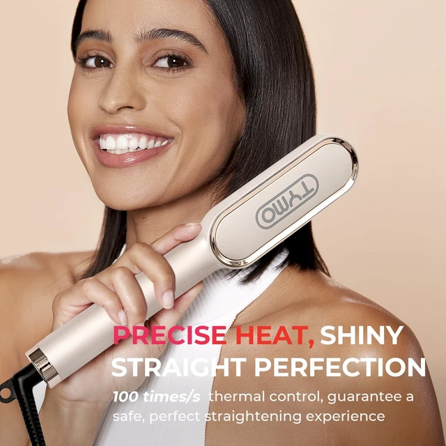 Alt view image 12 of 14 - Hair Straightener Brush, Hot Comb Hair Straighteners for Women | Hair Straightener Comb, Straightening Brush with 5 Heat Settings, 20s Fast Heating & Dual Voltage, Gold
