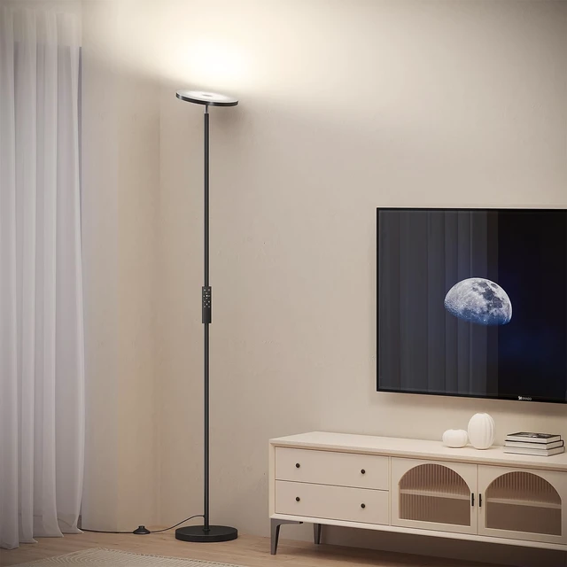 Alt view image 12 of 14 - Floor Lamps for Living RoomLED Standing Lamp with Remote Control | 32W/3000LM Super Bright, 69" Tall Floor Lamp with Stepless Dimmable, Modern Torchiere Corner Lamp for Bedroom, Office