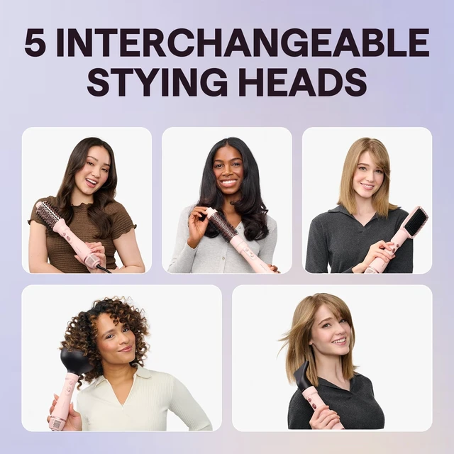Alt view image 9 of 12 - Blow Dryer Brush Set, Air Sculpt 5-in-1 Hot Air Brush Set | Multi Hair Styler for Salon Blowouts, Smooth Curls, Volumizing and Straightening, Sleek and Less Frizz, Pink