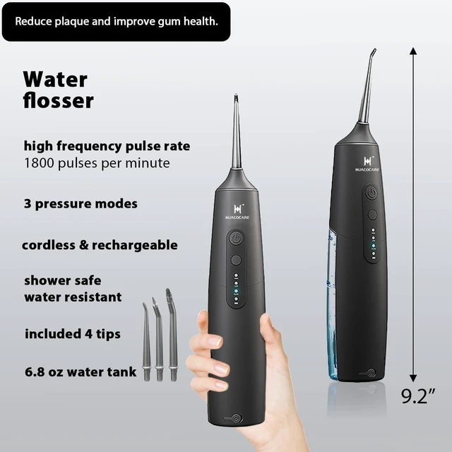 Alt view image 9 of 12 - 2-1 Oral Clean Kit- Water Dental flosser & Electric Toothbrush Combo- Brushing & Flossing- for Teeth Cleaning and Gum Health (Black)