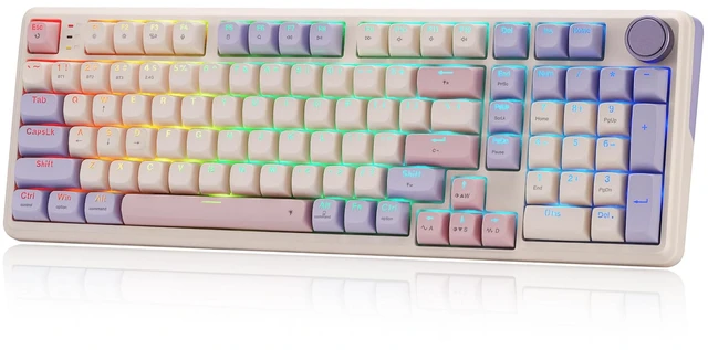 Alt view image 8 of 14 - K768 PRO Wireless 100-Key Gasket Gaming Keyboard, Knob + 8000mAh | Multi-Function Control Wheel, 0-Delay Tri-Mode, Cushioned 5-Layer Noise Dampening for Creamy Thocky Sound, Practical 95% Size