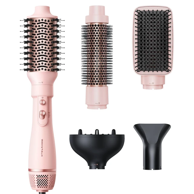 Alt view image 7 of 12 - Blow Dryer Brush Set, Air Sculpt 5-in-1 Hot Air Brush Set | Multi Hair Styler for Salon Blowouts, Smooth Curls, Volumizing and Straightening, Sleek and Less Frizz, Pink