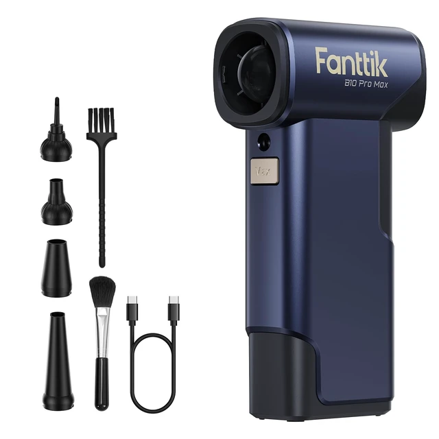 Alt view image 8 of 14 - B10 Pro Max Electric Air Duster with Powerbank Function (Navy Blue) | 130000RPM Brushless Motor, 6-Speed Adjustable, One-tap Booster, 28.8Wh Rechargeable, Electric Duster for PC, Car, Desk-Setup