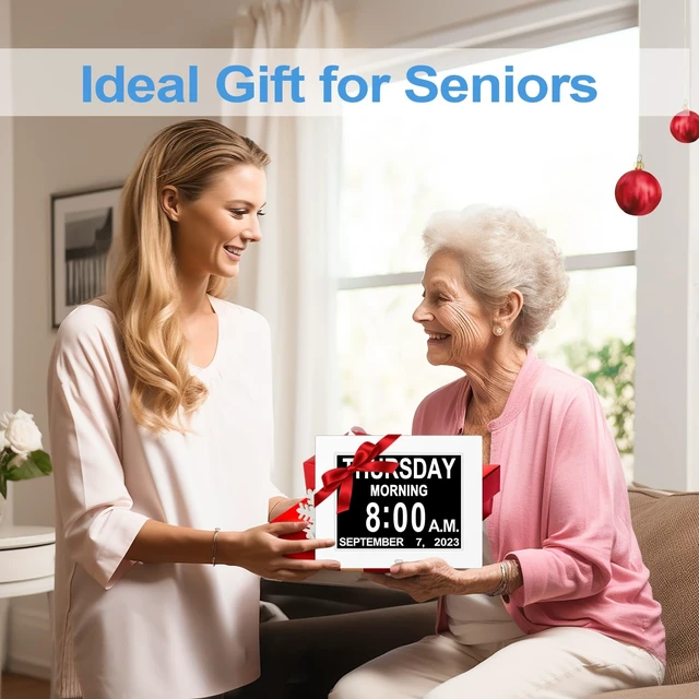 Alt view image 13 of 14 - 8" Large Digital Calendar Day Clock for Seniors 2026 - Easy to Read Alzheimer's Dementia Memory Loss Clock for Elderly with IPS Wide AngleDay & Date, 12 Custom Alarms & Auto-Dimming, White