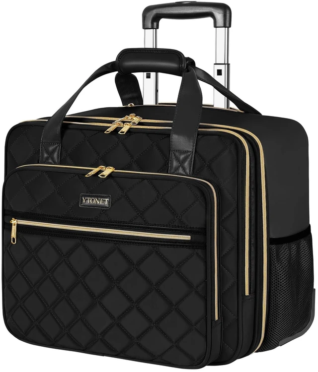 Alt view image 8 of 14 - Rolling Laptop Bag Women, 17.3 Inch Rolling Briefcase for Women | 40L Extra Large Capacity, Laptop Bag with Wheel, Rolling Computer Bag for Work, Travel, College, Business, Wife, Mom, Teacher