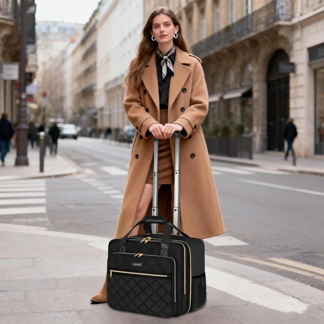 Alt view image 9 of 14 - Rolling Laptop Bag Women, 17.3 Inch Rolling Briefcase for Women | 40L Extra Large Capacity, Laptop Bag with Wheel, Rolling Computer Bag for Work, Travel, College, Business, Wife, Mom, Teacher