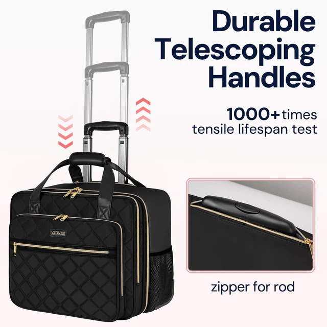 Alt view image 11 of 14 - Rolling Laptop Bag Women, 17.3 Inch Rolling Briefcase for Women | 40L Extra Large Capacity, Laptop Bag with Wheel, Rolling Computer Bag for Work, Travel, College, Business, Wife, Mom, Teacher