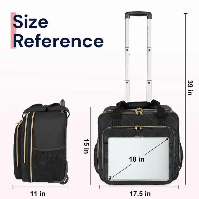 Alt view image 13 of 14 - Rolling Laptop Bag Women, 17.3 Inch Rolling Briefcase for Women | 40L Extra Large Capacity, Laptop Bag with Wheel, Rolling Computer Bag for Work, Travel, College, Business, Wife, Mom, Teacher